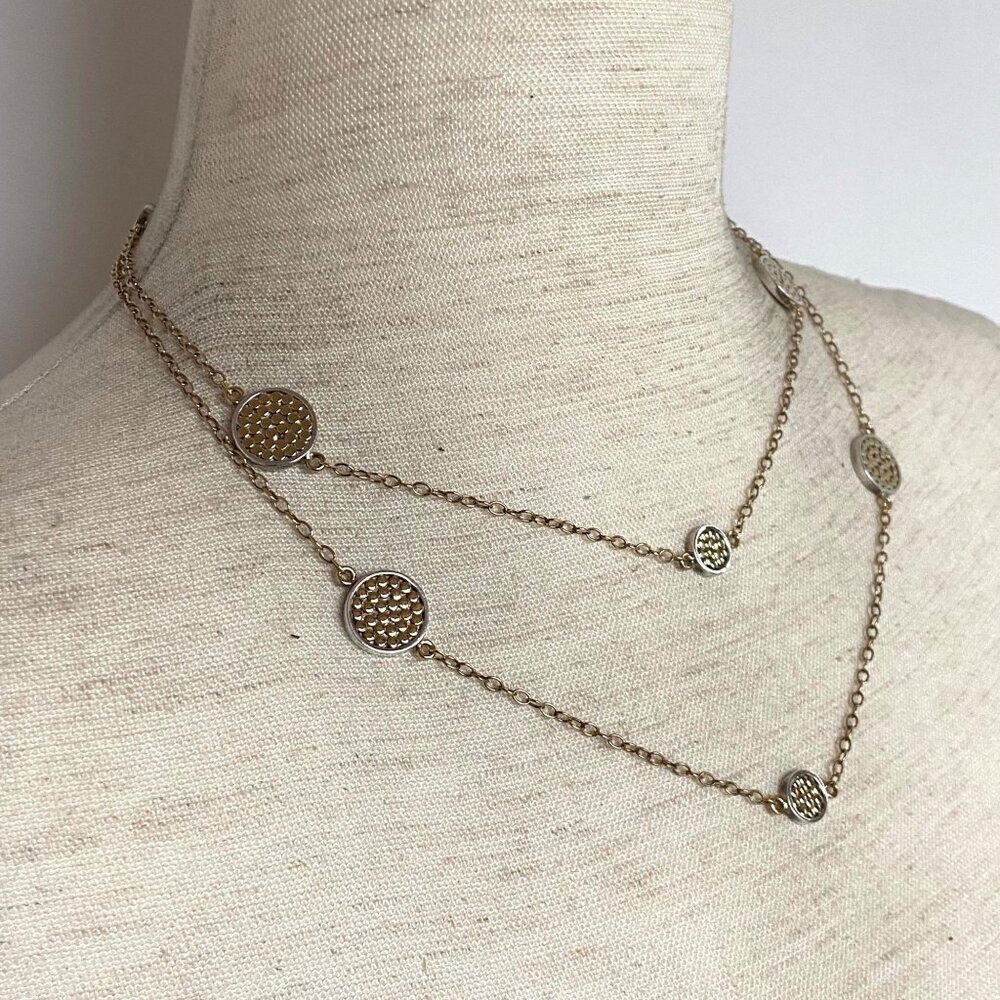 Anna Beck 18K Gold Plated Sterling Silver 925 Long Disc Station Necklace 36" - Picture 5 of 16